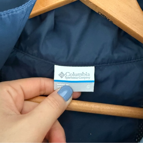 Women’s Small Columbia Navy Blue Orange Auburn Windbreaker Rain Jacket - Picture 5 of 5